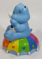 TCFC Care Bears Blue Grumpy Bear Rain Cartoon Character On Rainbow Heart Umbrella Ceramic Coin Bank Collectible