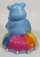 TCFC Care Bears Blue Grumpy Bear Rain Cartoon Character On Rainbow Heart Umbrella Ceramic Coin Bank Collectible