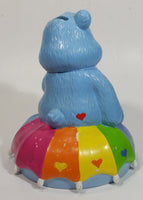 TCFC Care Bears Blue Grumpy Bear Rain Cartoon Character On Rainbow Heart Umbrella Ceramic Coin Bank Collectible