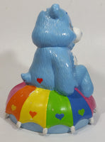 TCFC Care Bears Blue Grumpy Bear Rain Cartoon Character On Rainbow Heart Umbrella Ceramic Coin Bank Collectible