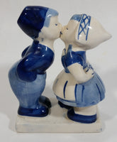 Vintage Delft Blue Holland Dutch Boy and Girl Kissing Hand Painted Ceramic 5" Tall Figurine