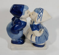 Vintage Delft Blue Holland Dutch Boy and Girl Kissing Hand Painted Ceramic 5" Tall Figurine