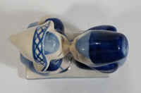 Vintage Delft Blue Holland Dutch Boy and Girl Kissing Hand Painted Ceramic 5" Tall Figurine