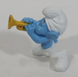 2013 "Harmony" Smurf Playing Trumpet PVC Toy Figure McDonald's Happy Meal