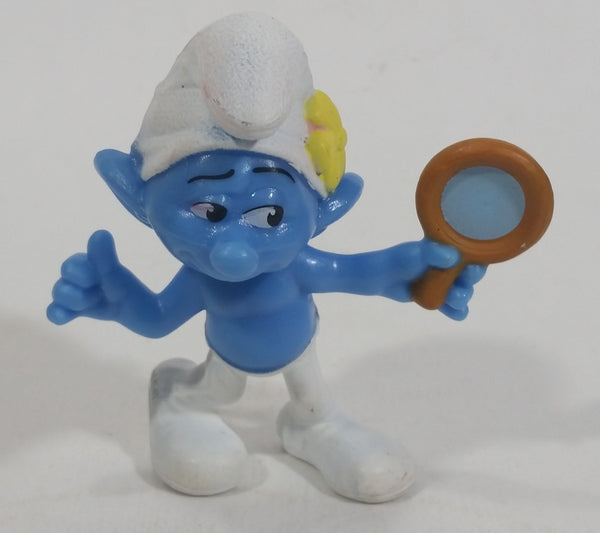 2013 "Vanity" Smurf Holding Hand Mirror PVC Toy Figure McDonald's Happy Meal