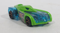 2013 Hot Wheels Triple Track Twister El Superfasto Transparent Blue and Green Plastic Body Die Cast Toy Car Vehicle