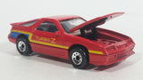 1988 Matchbox 1984 Dodge Daytona Turbo Z Red Die Cast Toy Car Vehicle with Opening Hood