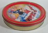 Walt Disney Disney Land Wizard Mickey Mouse Cartoon Character Red 10" Round Metal Tin Canister