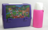 Rare 1991 Warner Bros Tiny Toon Adventures Cartoon Characters Thermos Brand Purple and Pink Lunch Box with Bottle