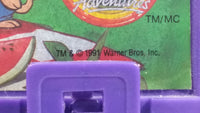 Rare 1991 Warner Bros Tiny Toon Adventures Cartoon Characters Thermos Brand Purple and Pink Lunch Box with Bottle