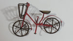 Vintage Handmade Miniature Bicycle with Basket Tin Metal Art Collectible