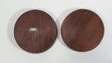 Vintage Set of 2 Porcelain Wood Cased 3" Diameter Coasters 'Ford's First Car, 1896' and Oldsmobile Runabout, 1903