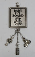 Baby On Board Metal Key Chain with Rattle, Bottle, and Angel Hanging Charms