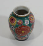 Occupied Japan Miniature Small Porcelain Flower Pattern Green Bud Vase 2 5/8" Tall