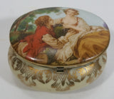 Vintage Gunther Mele Man Courting Woman Small Gold Trim Porcelain Trim Trinket Keepsake Box
