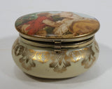 Vintage Gunther Mele Man Courting Woman Small Gold Trim Porcelain Trim Trinket Keepsake Box