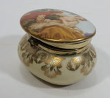 Vintage Gunther Mele Man Courting Woman Small Gold Trim Porcelain Trim Trinket Keepsake Box