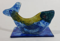 Decorative Blue Yellow Green Art Glass Fish Candle Holder