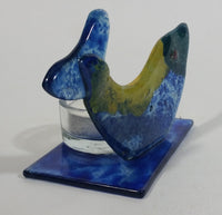 Decorative Blue Yellow Green Art Glass Fish Candle Holder