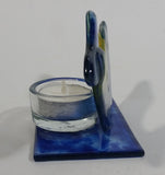 Decorative Blue Yellow Green Art Glass Fish Candle Holder