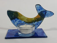 Decorative Blue Yellow Green Art Glass Fish Candle Holder