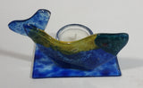 Decorative Blue Yellow Green Art Glass Fish Candle Holder