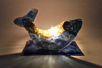 Decorative Blue Yellow Green Art Glass Fish Candle Holder