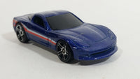 2008 Hot Wheels General Motors Chevrolet Corvette C6 Blue Die Cast Toy Car Vehicle