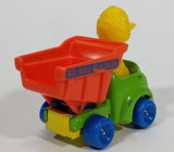 1982 Playskool The Muppets Sesame Street Big Bird Builders Dump Truck Green and Orange Die Cast Toy Car Vehicle