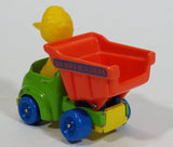 1982 Playskool The Muppets Sesame Street Big Bird Builders Dump Truck Green and Orange Die Cast Toy Car Vehicle