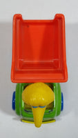 1982 Playskool The Muppets Sesame Street Big Bird Builders Dump Truck Green and Orange Die Cast Toy Car Vehicle