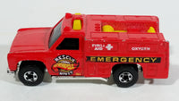 1986 Hot Wheels Workhorses Rescue Ranger Red Fire Truck Die Cast Toy Car Vehicle - Yellow lights