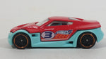 2013 Hot Wheels Track Aces Symbolic Red and Teal Light Blue Die Cast Toy Car Vehicle