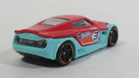 2013 Hot Wheels Track Aces Symbolic Red and Teal Light Blue Die Cast Toy Car Vehicle