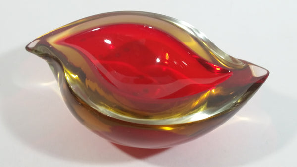 Murano Art Glass Twist Curved Red Yellow Fruit Like Candy Bowl Dish