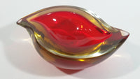 Murano Art Glass Twist Curved Red Yellow Fruit Like Candy Bowl Dish