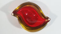 Murano Art Glass Twist Curved Red Yellow Fruit Like Candy Bowl Dish