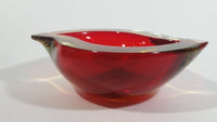 Murano Art Glass Twist Curved Red Yellow Fruit Like Candy Bowl Dish