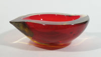 Murano Art Glass Twist Curved Red Yellow Fruit Like Candy Bowl Dish