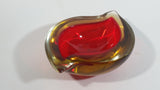 Murano Art Glass Twist Curved Red Yellow Fruit Like Candy Bowl Dish