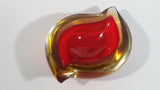 Murano Art Glass Twist Curved Red Yellow Fruit Like Candy Bowl Dish