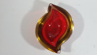 Murano Art Glass Twist Curved Red Yellow Fruit Like Candy Bowl Dish