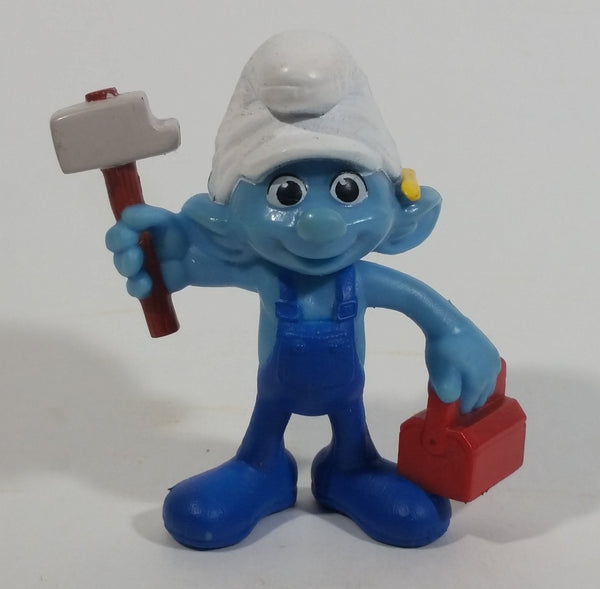 2013 "Handy" Smurf Handyman Holding Tools PVC Toy Figure McDonald's Happy Meal