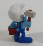2013 "Handy" Smurf Handyman Holding Tools PVC Toy Figure McDonald's Happy Meal