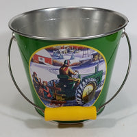 2006 John Deere Moline Illinois Winter Farm Tractor Scene 5 1/2" Tall Green Metal Pail by Edward C. Schaefer