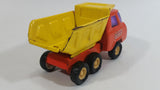 Vintage Buddy L Construction Orange and Yellow Dump Truck Pressed Steel Toy Car Vehicle - Missing front grill