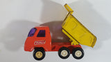 Vintage Buddy L Construction Orange and Yellow Dump Truck Pressed Steel Toy Car Vehicle - Missing front grill