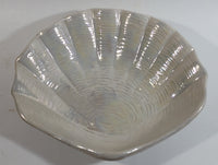 Iridescent Mother of Pearl Glazed Clam Shell Ceramic Center Bowl