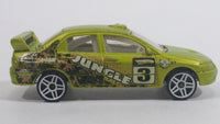 2010 Hot Wheels Jungle Rally Mitsubishi EVO Lancer Evolution 7 Lime Green Satin Metallic Antifreeze Die Cast Toy Car Vehicle