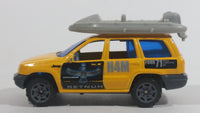 1999 Matchbox Jeep Grand Cherokee Yellow with Grey Raft Die Cast Toy Car Vehicle